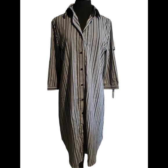 Lilly Collection 3/4 Sleeve Button Down Dress Size Large - Picture 1 of 6